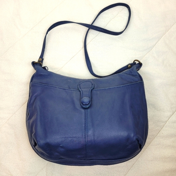 Toni Handbags - Toni Vintage Navy Leather Cross Body Shoulder Bag 80s Unique Festival Boho Glam